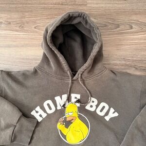 Vtg The Simpsons Homer Simpson Home Boy Graphic Hoodie Faded black Mens Medium